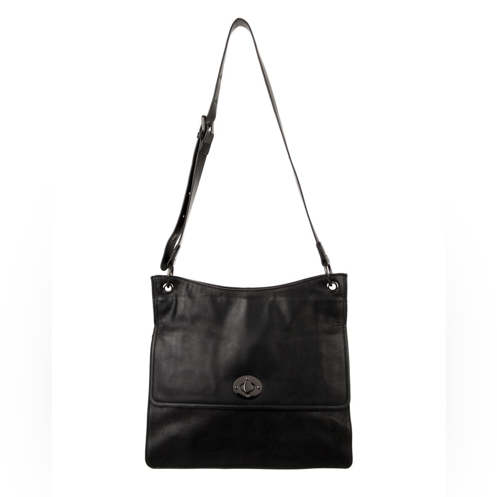 Clements Ribeiro Black Pebbled Leather Crossbody Shoulder Bag Tassel